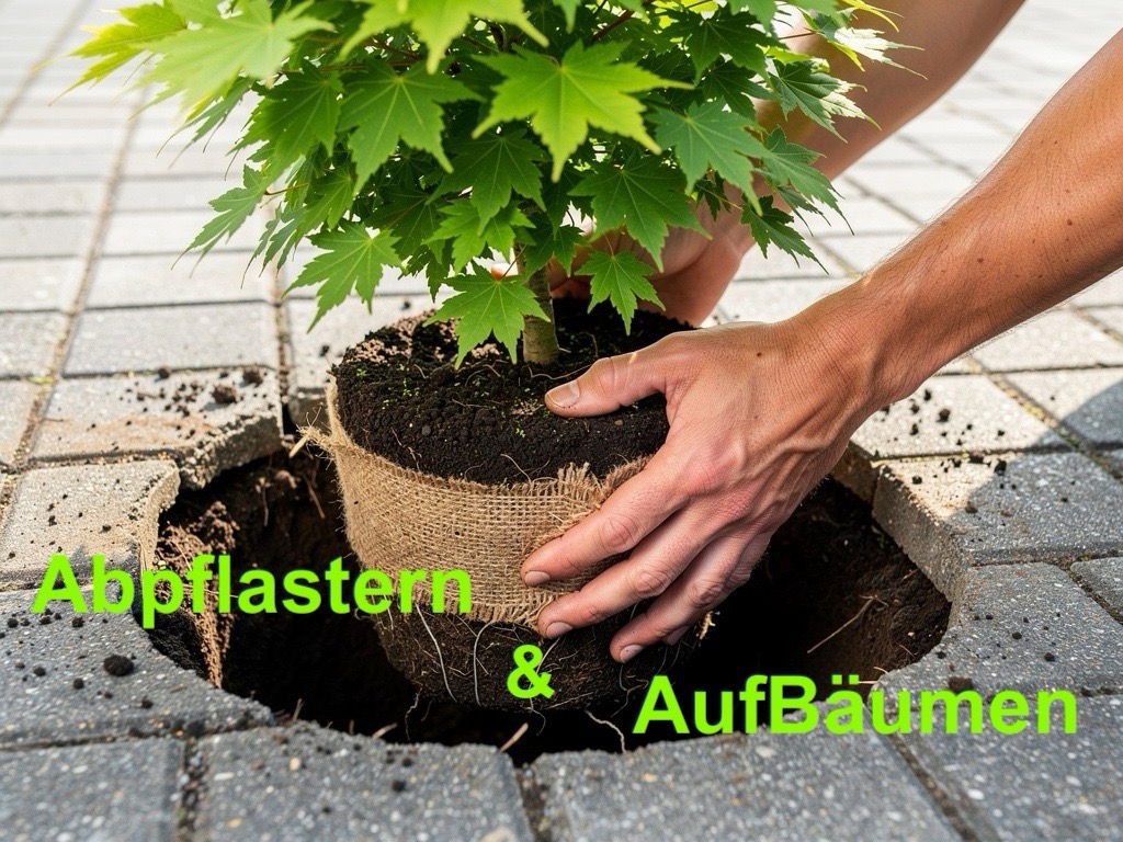 Abpflastern & AufBäumen – Baum wird in entsiegelte Fläche gepflanzt